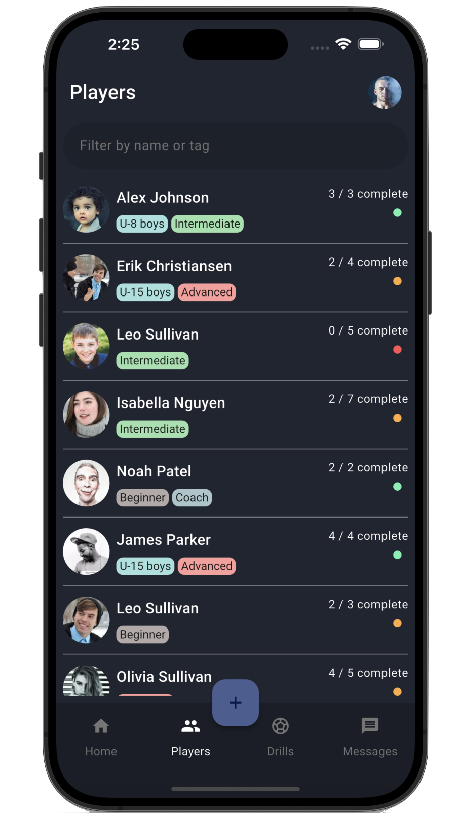 Players screen